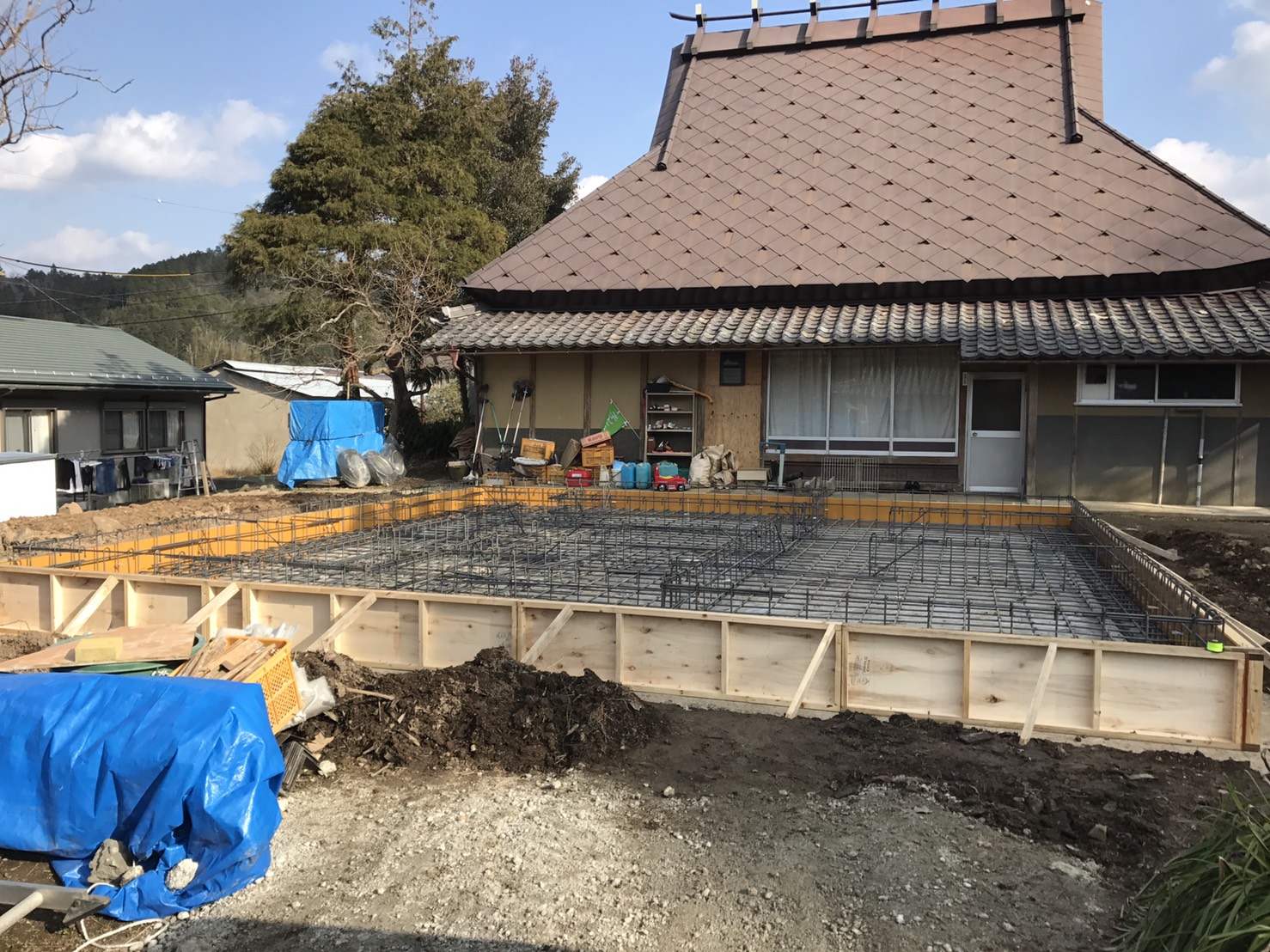 棟上げ前の現場