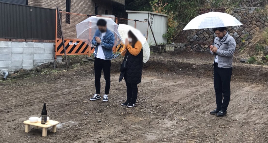 霧雨の地鎮祭ブログ写真2